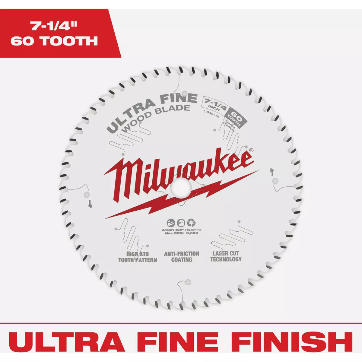 Milwaukee 7-1/4 In. 60-Tooth Ultra Fine Finish Circular Saw Blade