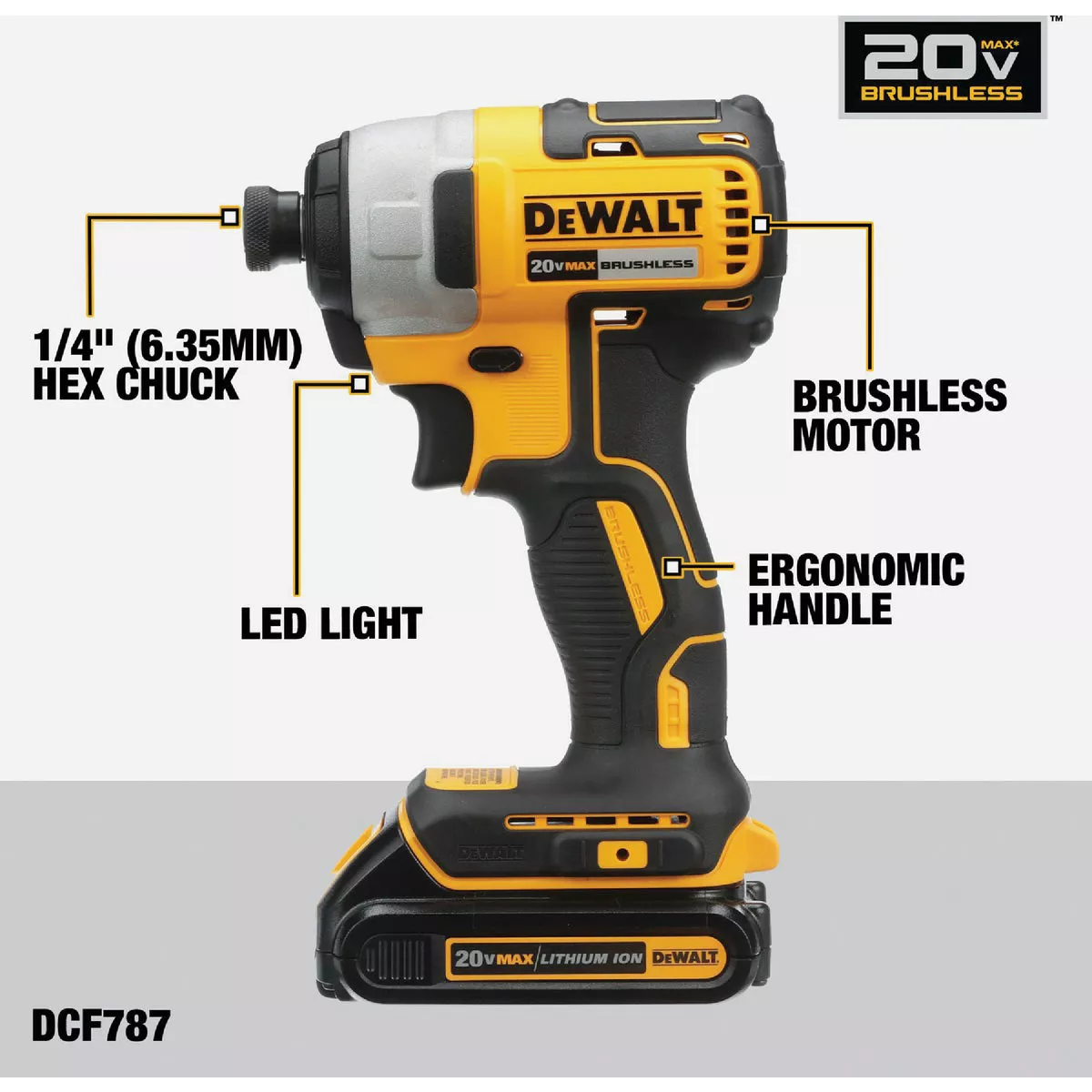 DEWALT 20V MAX Brushless 1/4 In. Hex Cordless Impact Driver Kit with 2.0 Ah Battery & Charger - photo 3