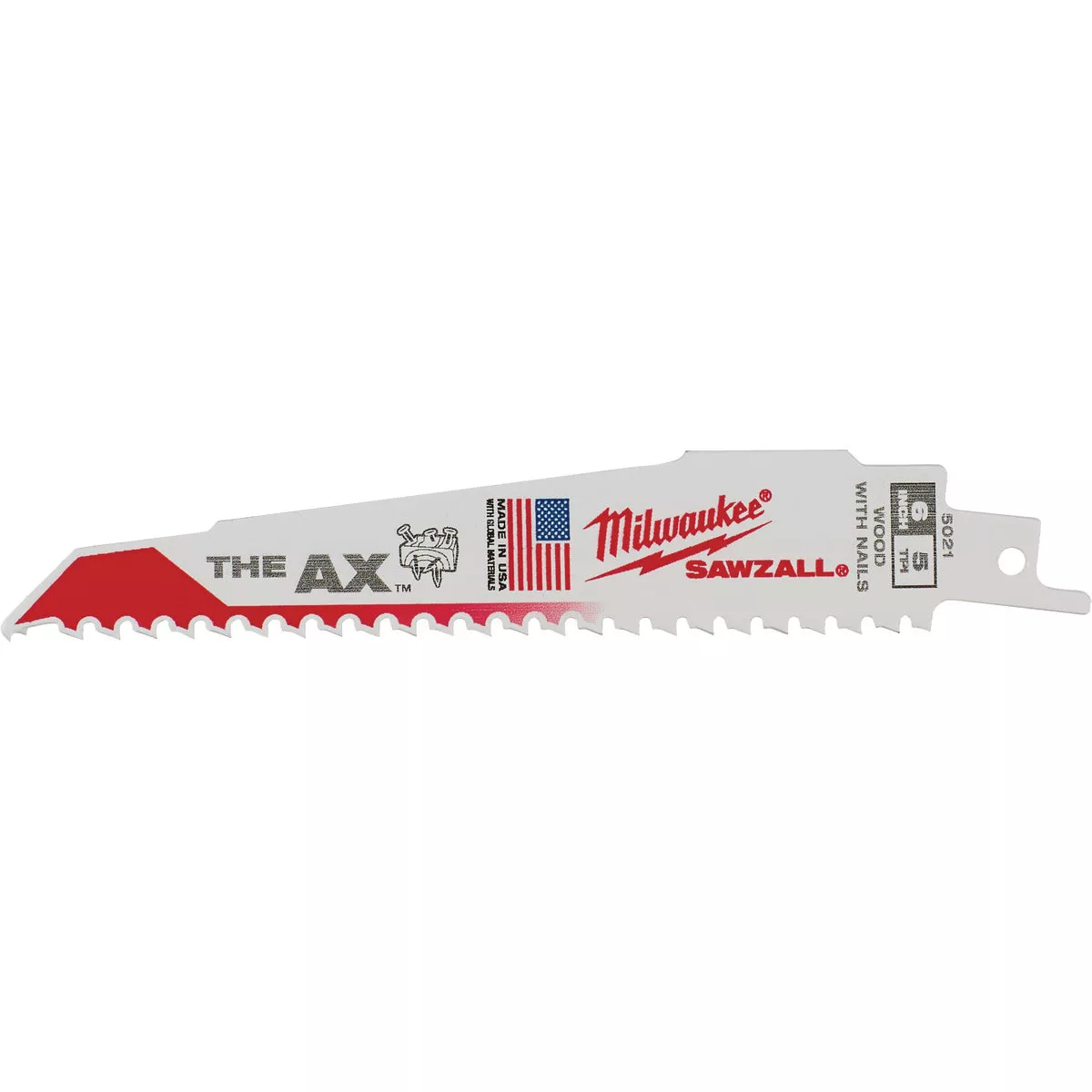 Milwaukee SAWZALL The AX 6 In. 5 TPI Wood w/Nails Demolition Reciprocating Saw Blade (Bulk)