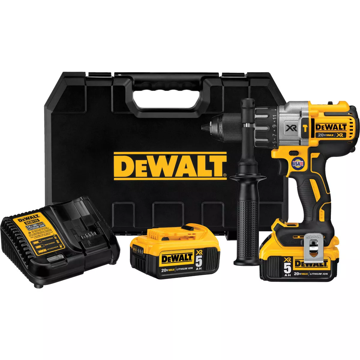 DEWALT 20V MAX XR Brushless 1/2 In. 3-Speed Cordless Hammer Drill Kit with (2) 5.0 Ah Batteries & Charger