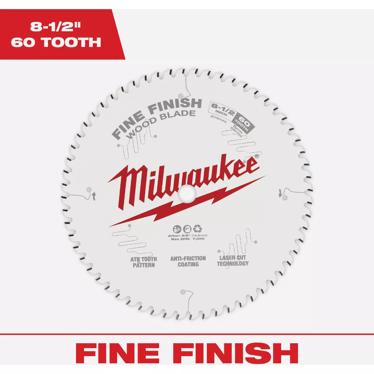 Milwaukee 8-1/2 In. 60-Tooth Fine Finish Circular Saw Blade