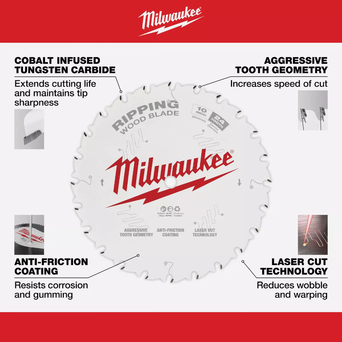 Milwaukee 10 In. 24-Tooth Ripping Circular Saw Blade - photo 3