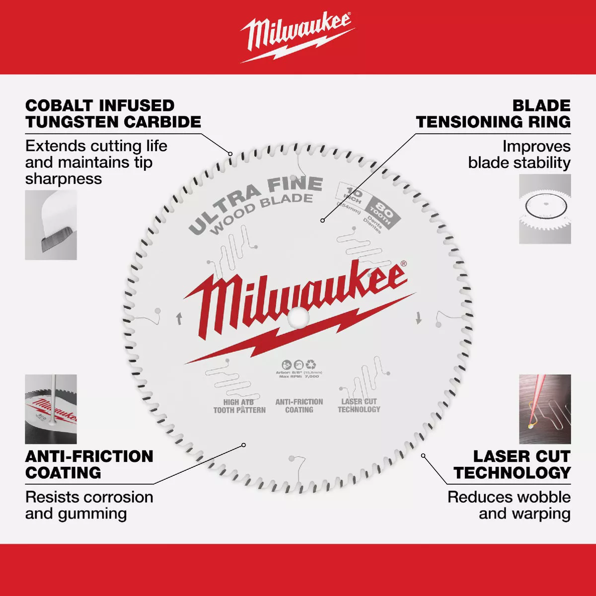 Milwaukee 10 In. 80-Tooth Ultra Fine Finish Circular Saw Blade - photo 3