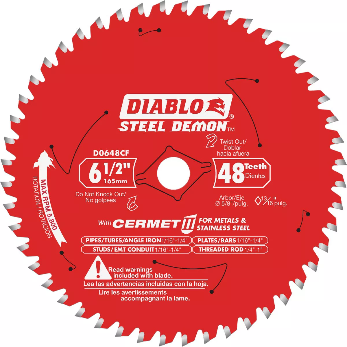 Diablo Steel Demon 6-1/2 In. 48-Tooth Cermet II Metal Circular Saw Blade, Bulk