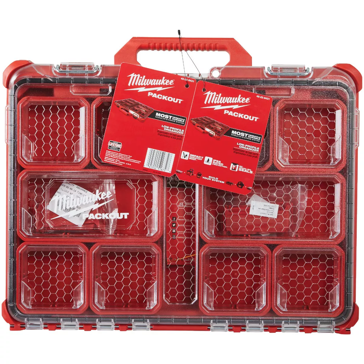 Milwaukee PACKOUT 16.50 In. W x 2.50 In. H x 19.75 In. L Lo Profile Small Parts Organizer with 10 Bins - photo 2