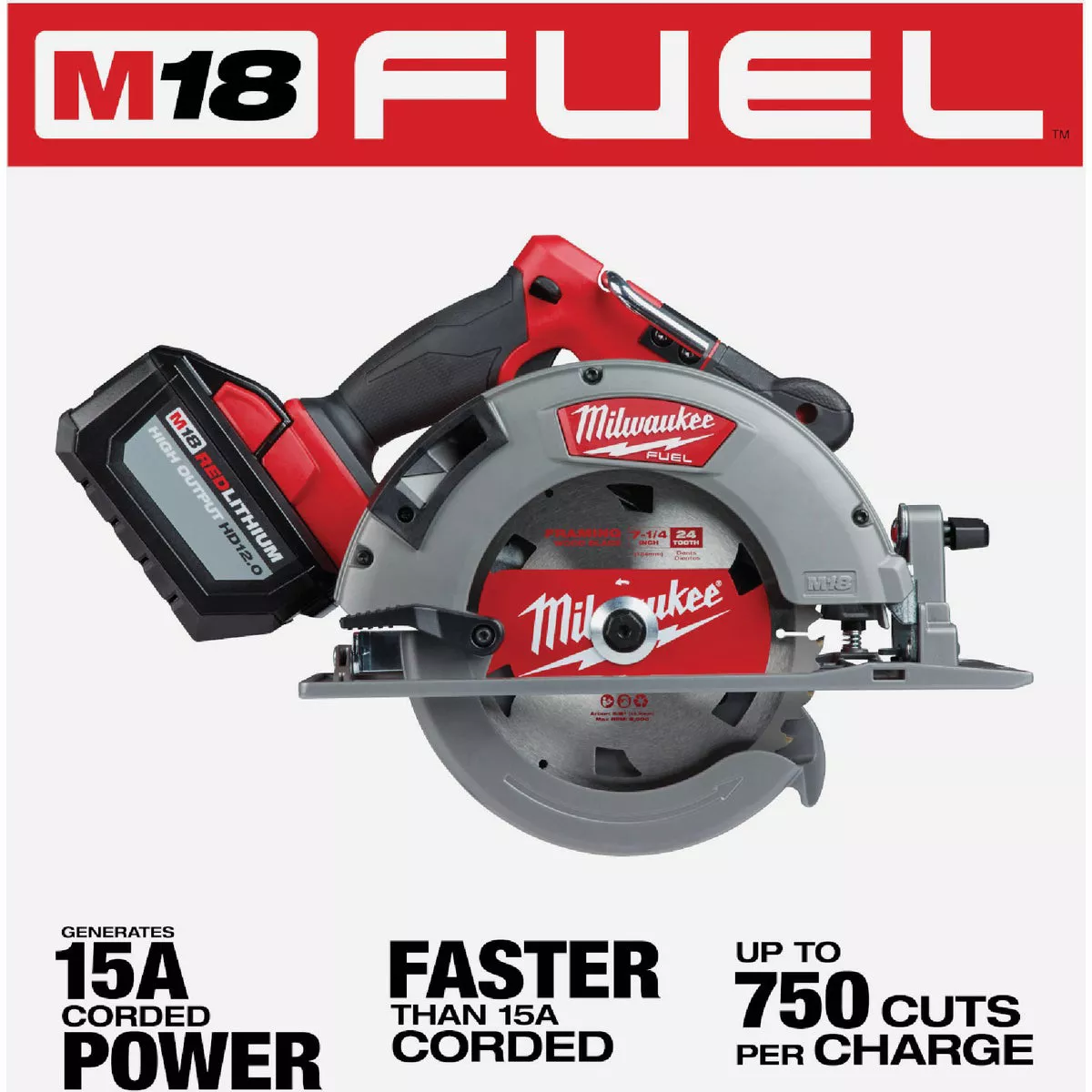 Milwaukee M18 FUEL Brushless 7-1/4 In. Cordless Circular Saw Kit with 12.0 Ah Battery & Charger - photo 4