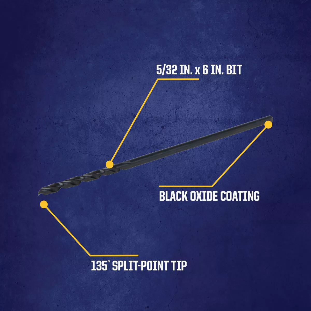 Irwin 5/32 In. x 6 In. M-2 Black Oxide Extended Length Drill Bit - photo 2