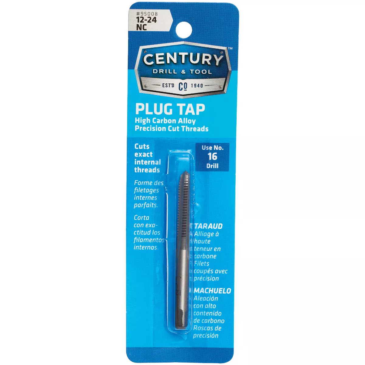 Century Drill & Tool 12-24 Carbon Steel National Coarse Tap-Plug