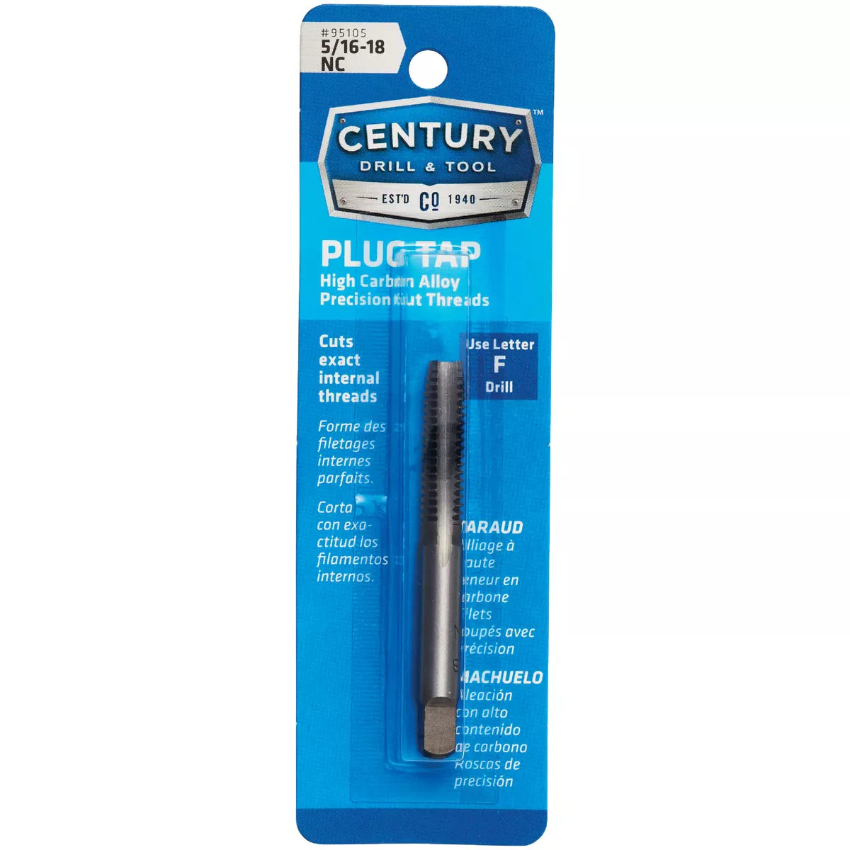 Century Drill & Tool 5/16-18 Carbon Steel National Coarse Tap-Plug