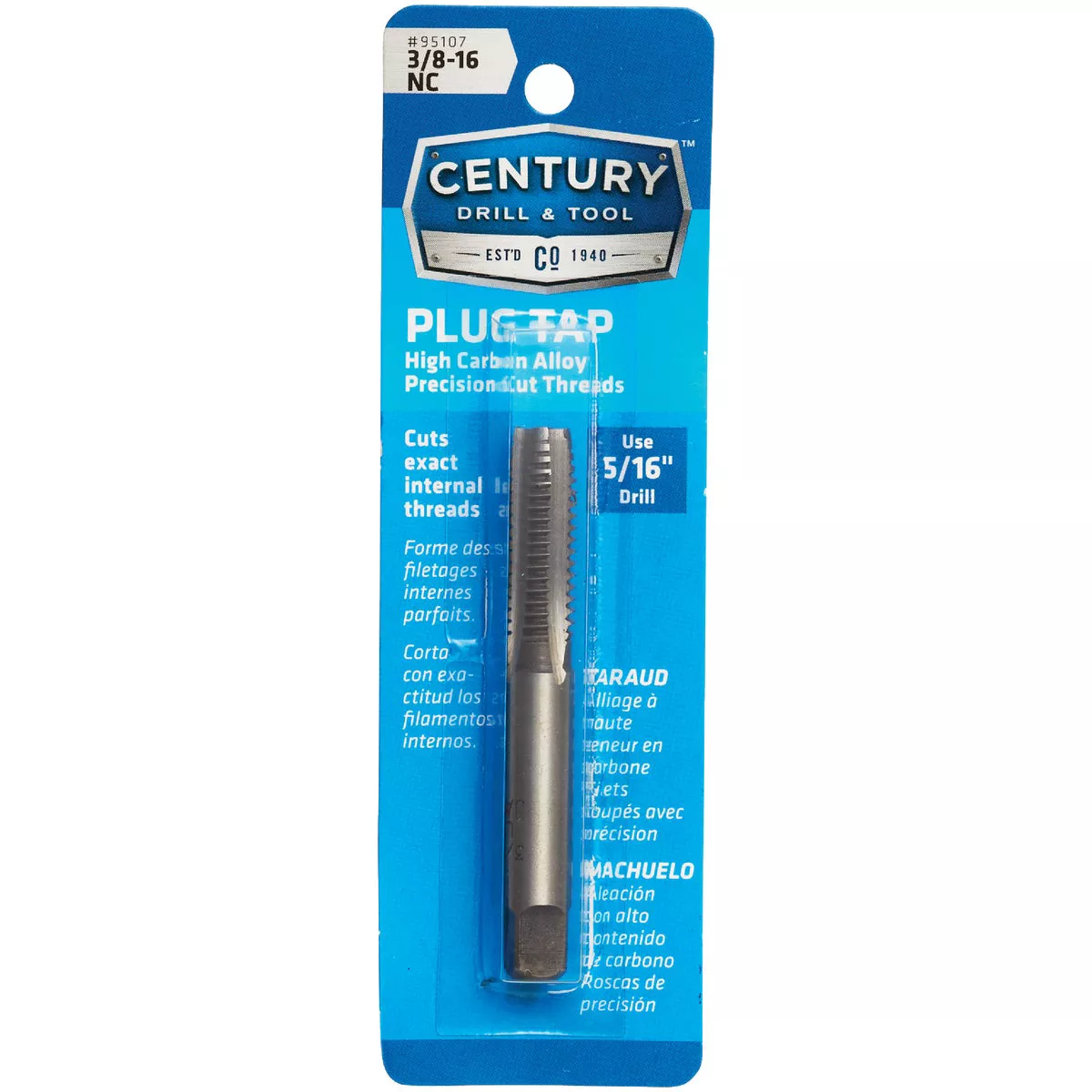 Century Drill & Tool 3/8-16 Carbon Steel National Coarse Tap-Plug