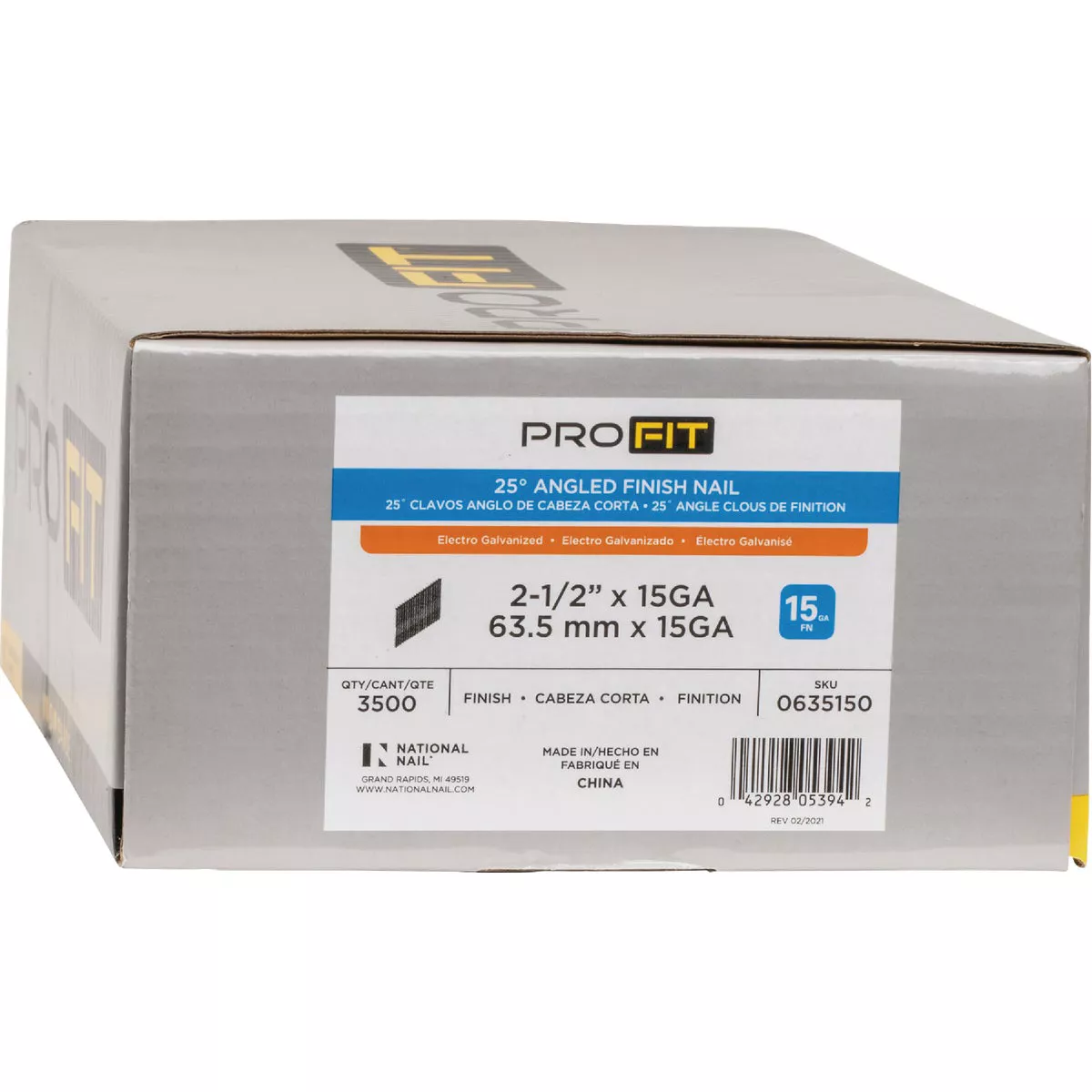Pro-Fit 2-1/2 In. 15 Gauge Electro Galvanized 25 Degree FN-Style Angled Finish Nail (3500 Ct.) - photo 2