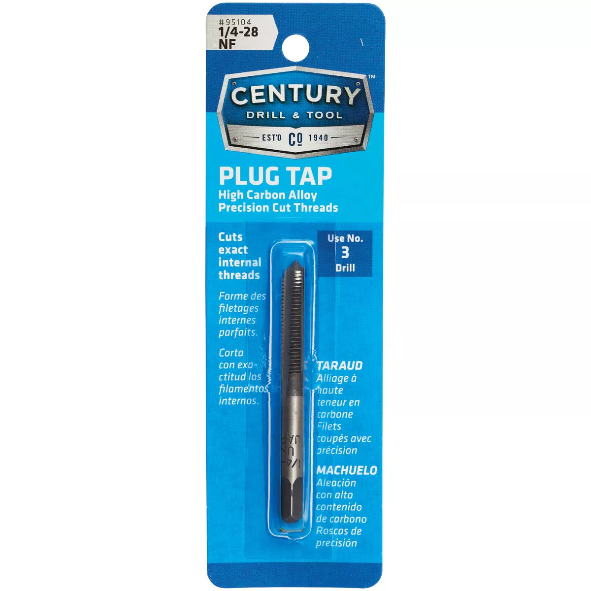 Century Drill & Tool 1/4-28 Carbon Steel National Fine Tap-Plug