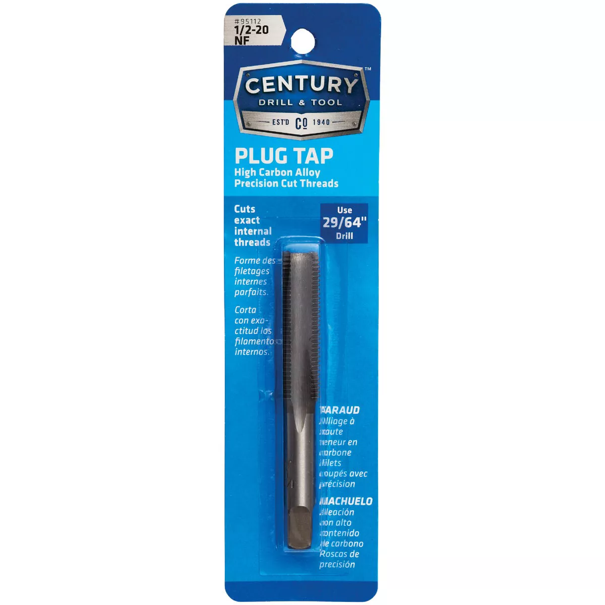 Century Drill & Tool 1/2-20 Carbon Steel National Fine Tap-Plug