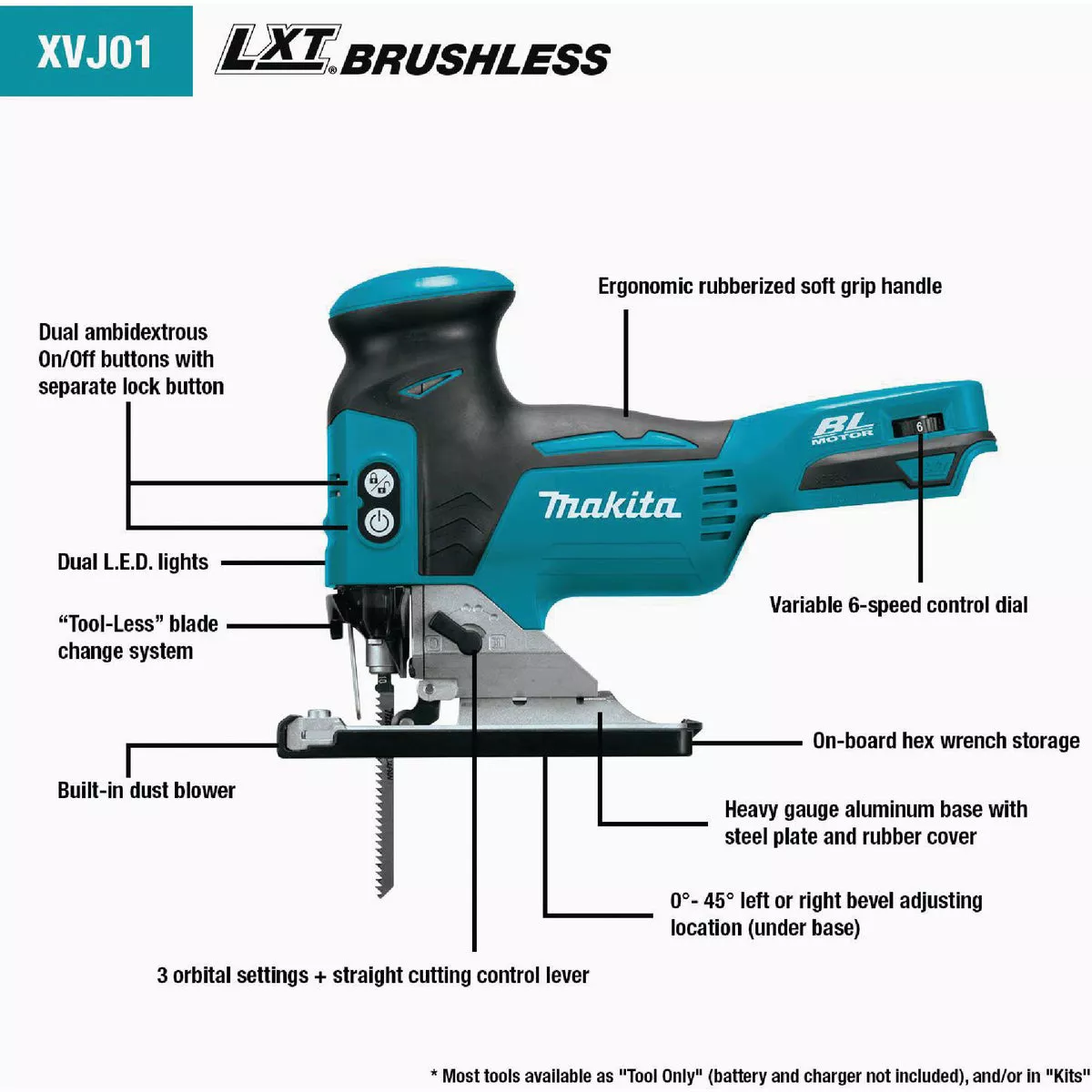 Makita 18V LXT Lithium-Ion Brushless Barrel Grip Cordless Jig Saw (Tool Only) - photo 8