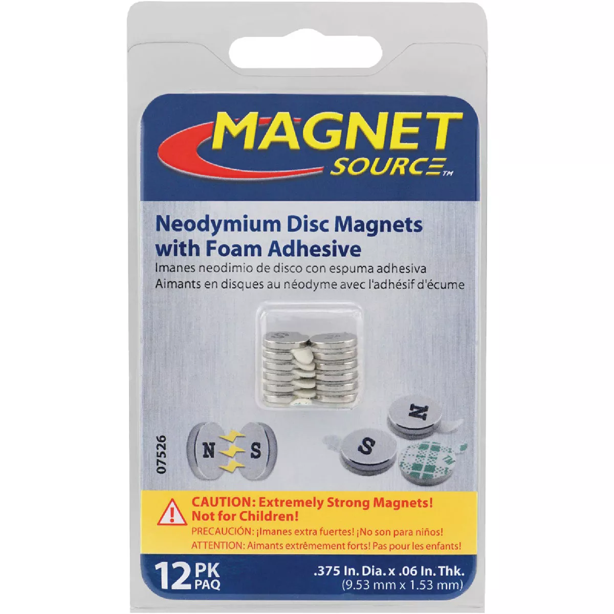 MagnetSource 1.68 Lb. Capacity Neodymium Disc Magnet with Adhesive (12-Pack) - photo 4