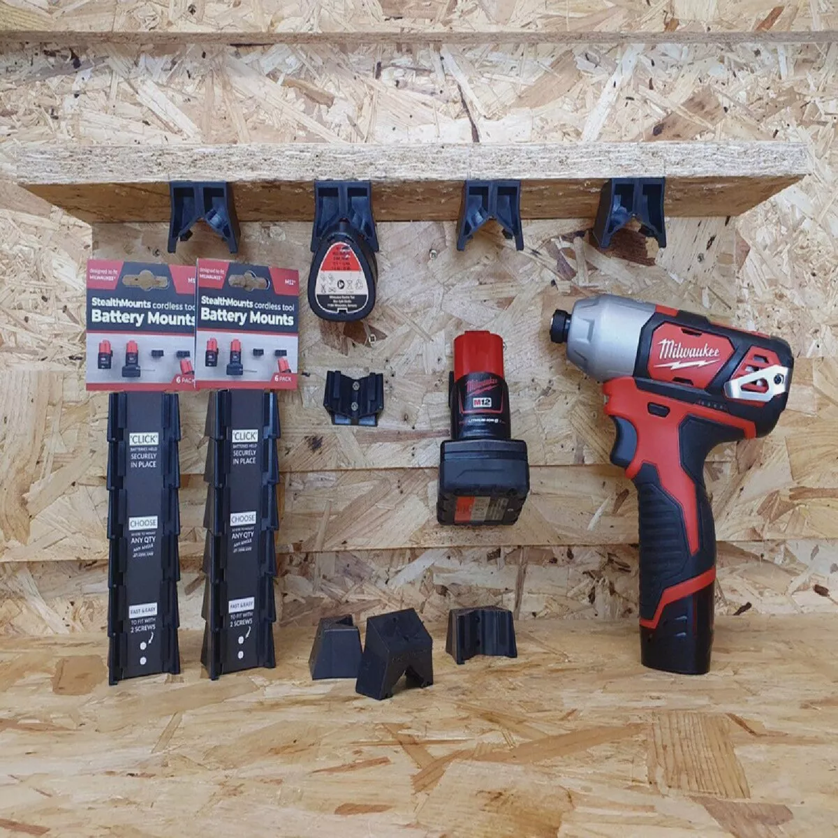 StealthMounts Battery Mounts for Milwaukee M12 (6-Pack) - photo 2