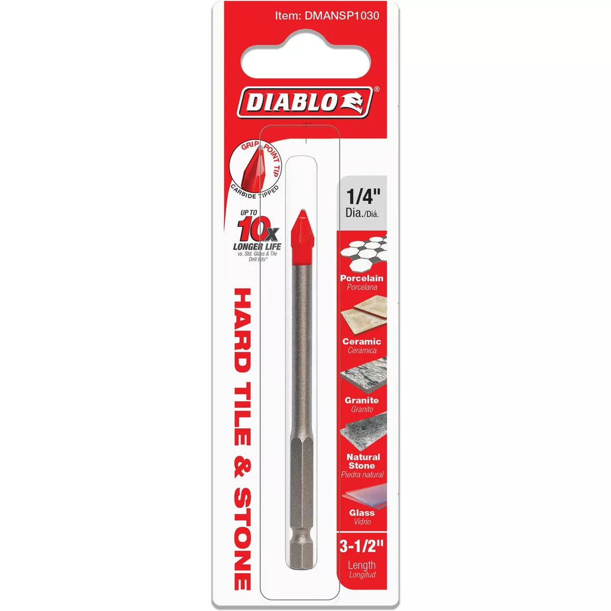 Diablo 1/4 In. x 3-1/2 In. Carbide Tipped Glass, Tile, & Stone Drill Bit - photo 2
