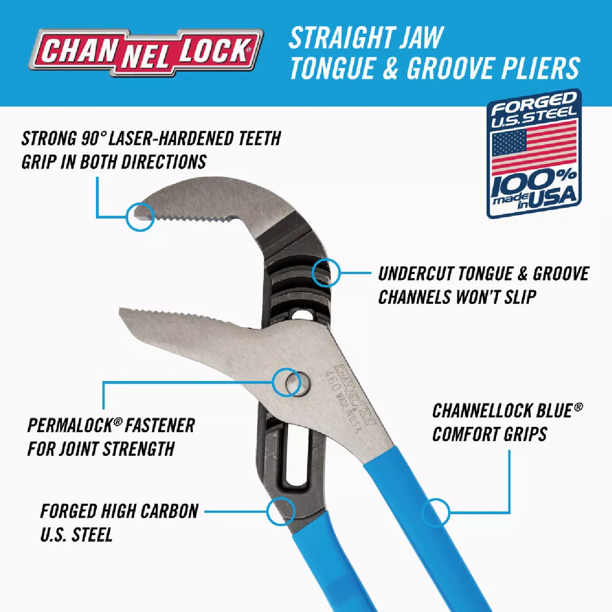 Channellock 16 In. Straight Jaw Groove Joint Pliers - photo 3