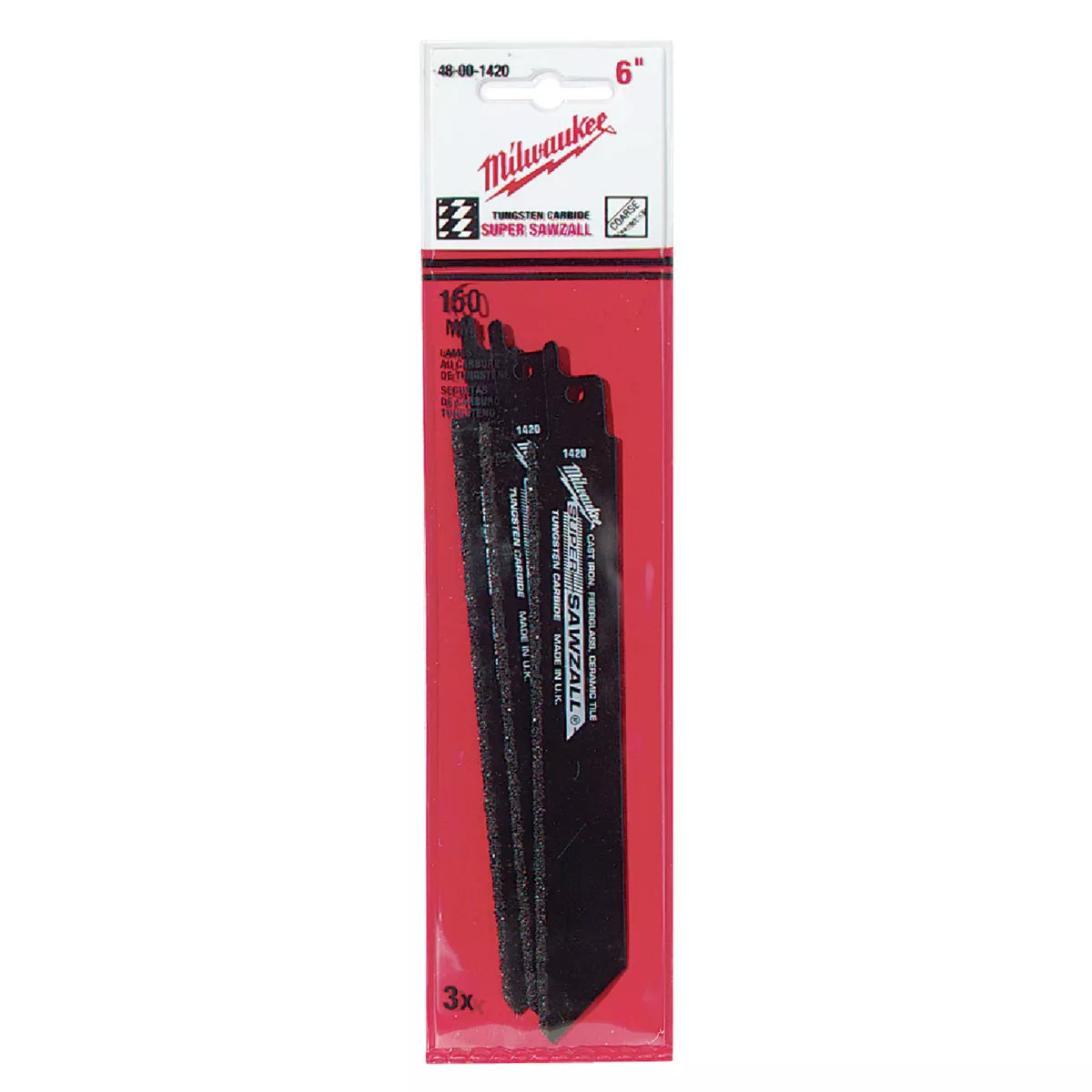 Milwaukee SAWZALL 6 In. Carbide Ceramic, Plaster, Masonry, Brick, Fiberglass Grit Edge Reciprocating Saw Blade (3-Pack) - photo 2