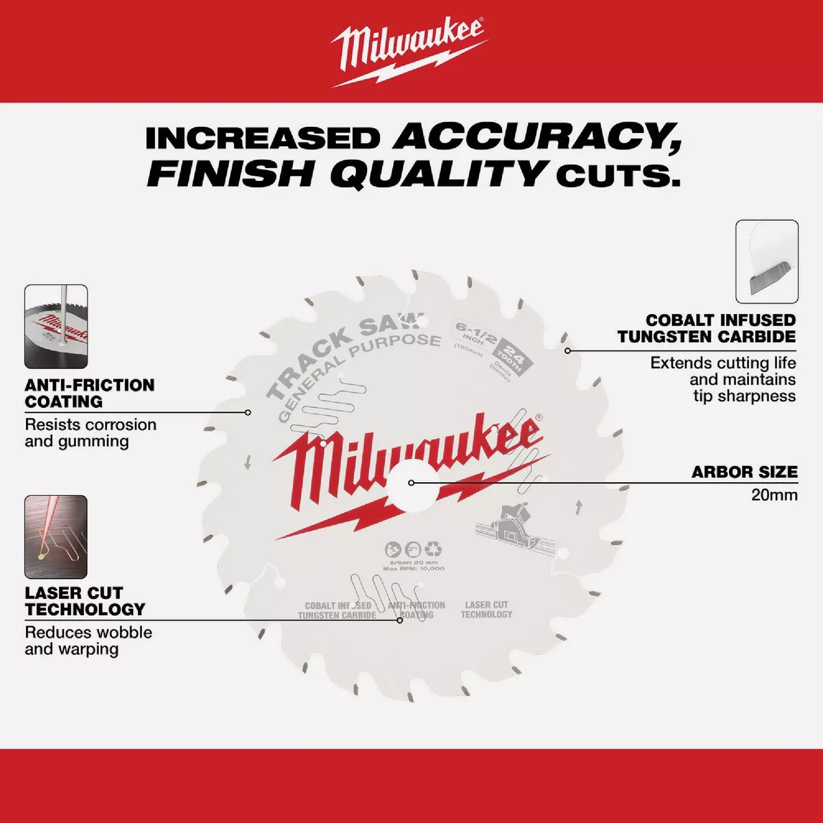 Milwaukee 6-1/2 In. 24-Tooth General Purpose Track Saw Blade - photo 6