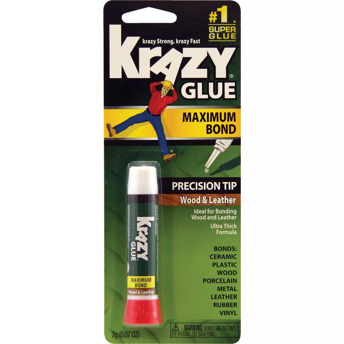 Krazy Glue 0.07 Oz. Maximum Bond Wood Leather Super Glue with Precision Tip
