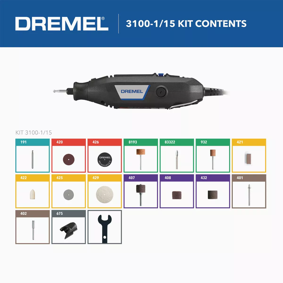Dremel 3100 1.2-Amp Variable Speed Electric Rotary Tool Kit with (15) Accessories - photo 2
