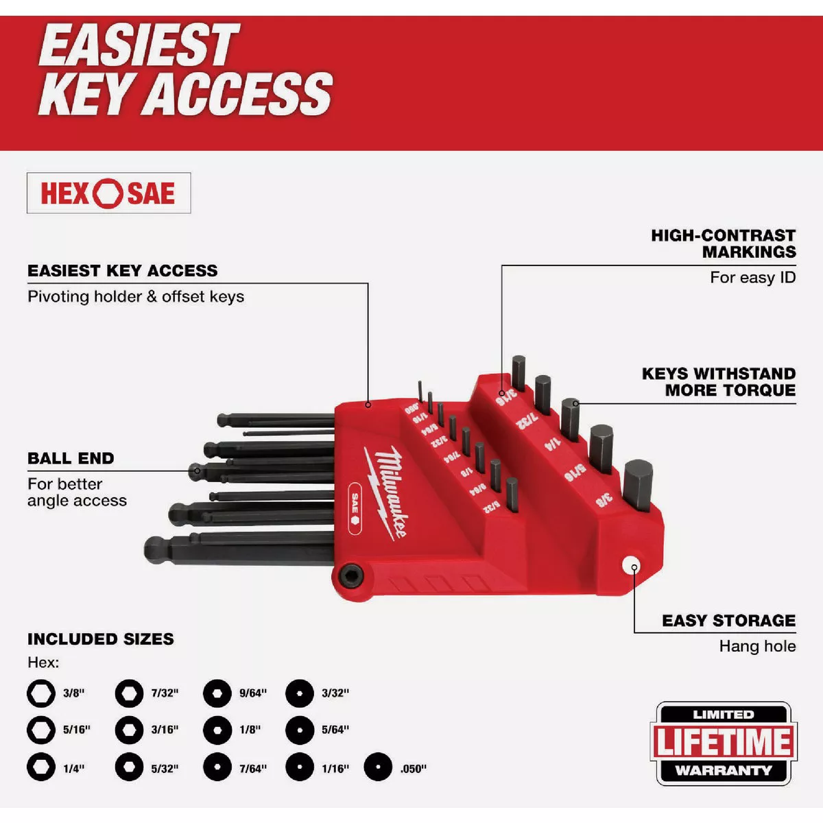 Milwaukee SAE Ball-End L-Style Hex Key Set (13-Piece) - photo 4