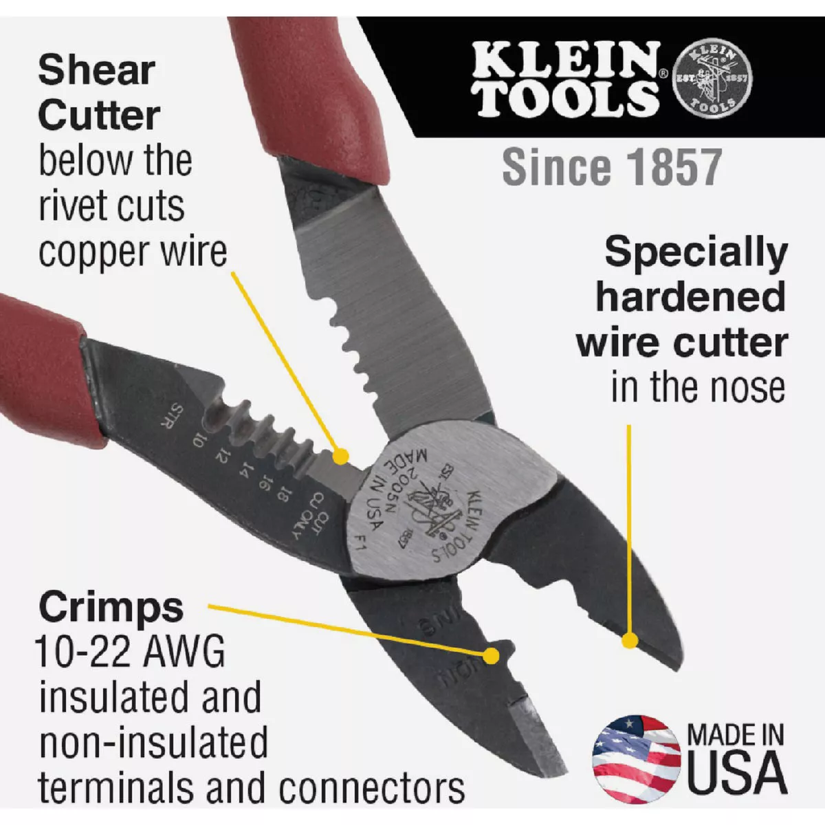 Klein 9 In. Forged Steel Crimper & Stripper/Cutter - photo 2