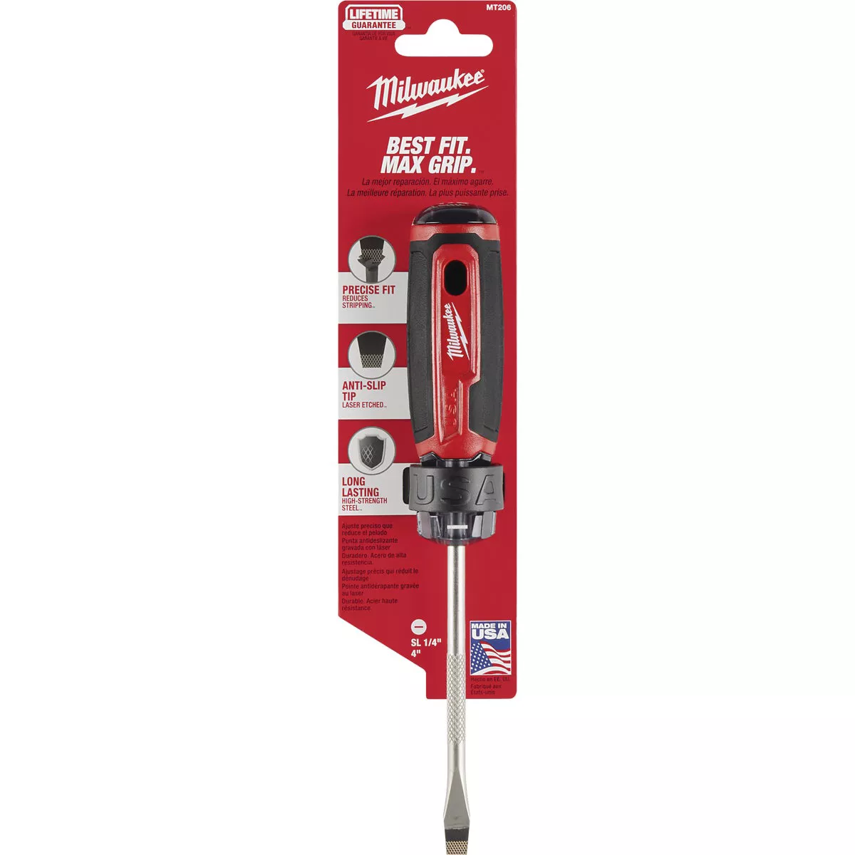 Milwaukee 1/4 In. x 4 In. Slotted Screwdriver with Cushion Grip - photo 2