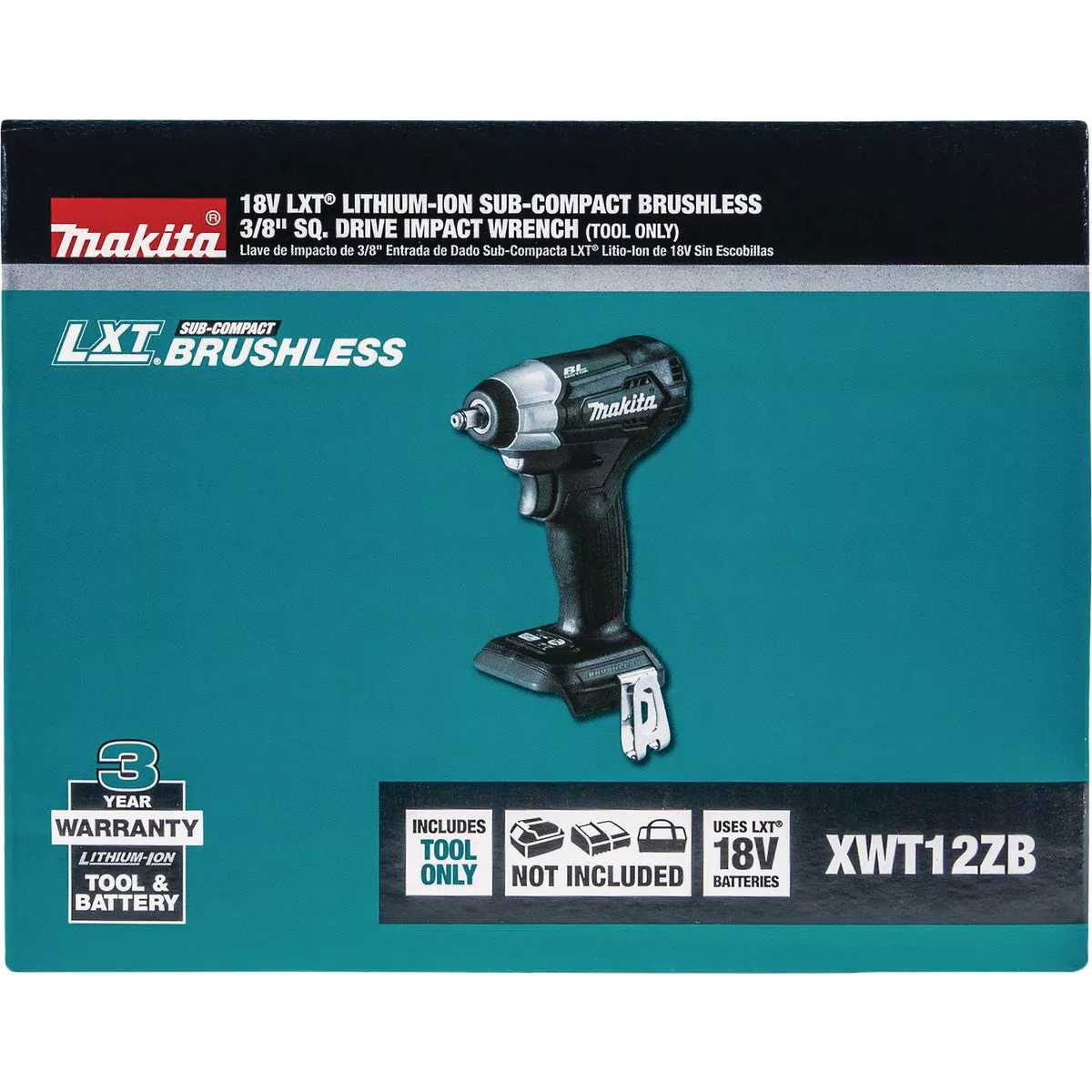 Makita 18 Volt LXT Lithium-Ion Brushless 3/8 In. Square Drive Sub-Compact Cordless Impact Wrench (Tool Only) - photo 2