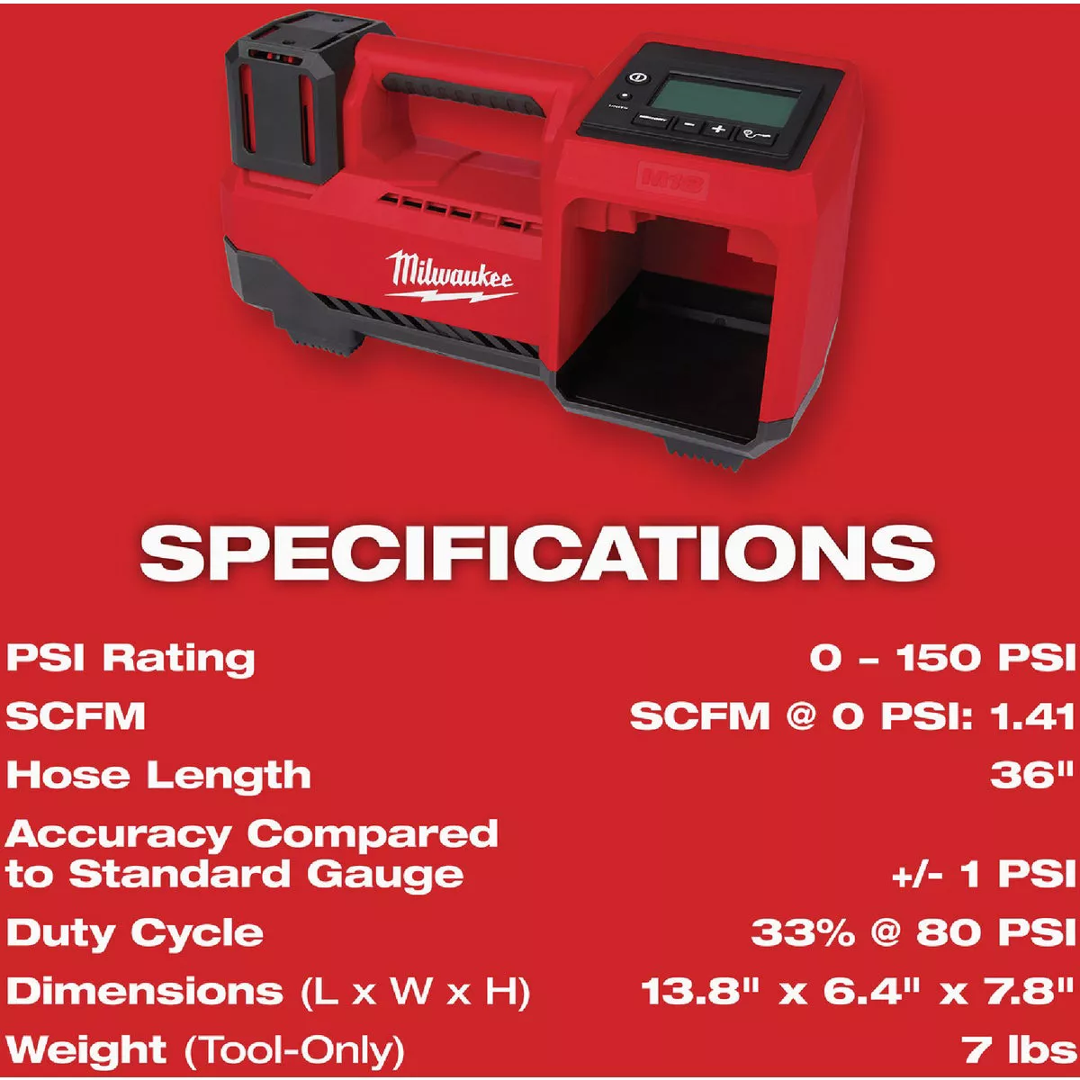 Milwaukee M18 18V Lithium-Ion 150 psi Cordless Inflator (Tool Only) - photo 5