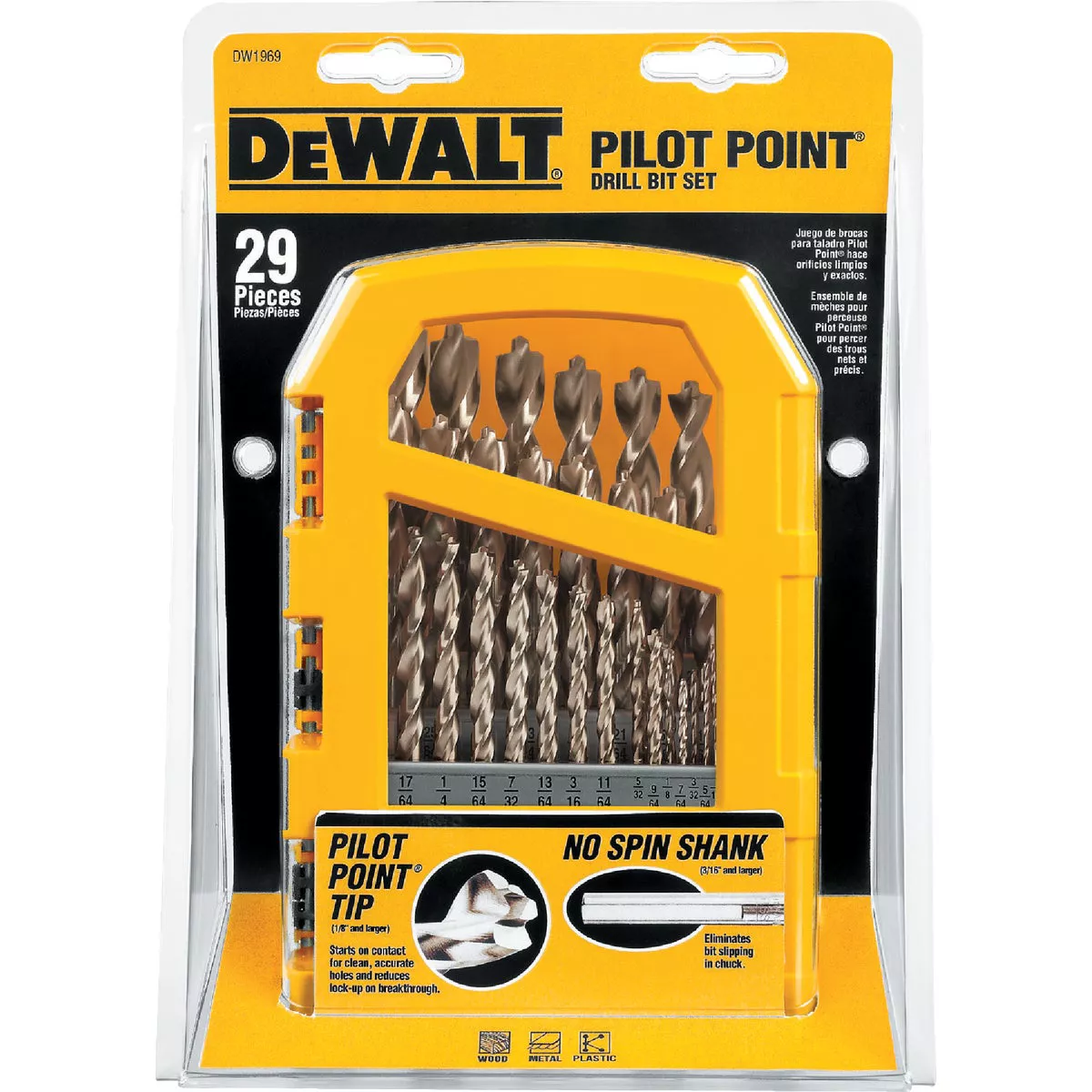 DEWALT 29-Piece Gold Ferrous Pilot Point Drill Bit Set, 1/16 In. thru 9/32 In. - photo 4