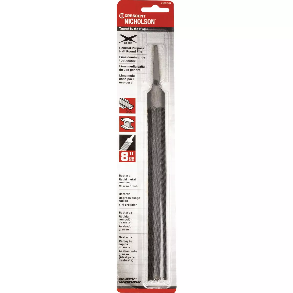 Nicholson 8 In. Half Round Bastard File without Handle - photo 2