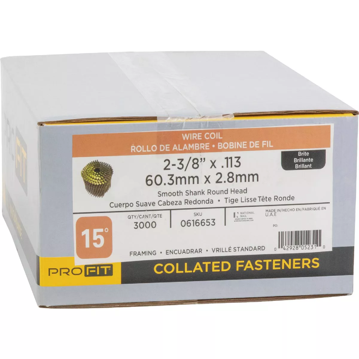 Pro-Fit 2-3/8 In. x 0.133 In. 15 Degree Wire Weld Brite Smooth Shank Coil Framing Nail (3000 Ct.) - photo 2