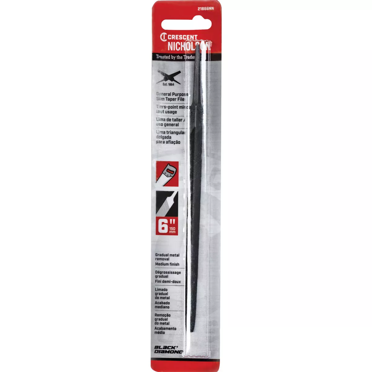 Nicholson 6 In. Slim Taper File without Handle - photo 2