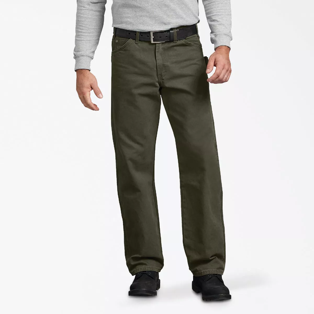 Dickies Men's 36x34 Rinsed Moss Green Relaxed Fit Straight Leg Sanded Duck Carpenter Pants