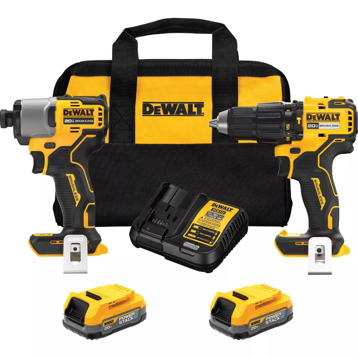 DEWALT 20V MAX 2-Tool Brushless Cordless Hammer Drill/Driver & Impact ...