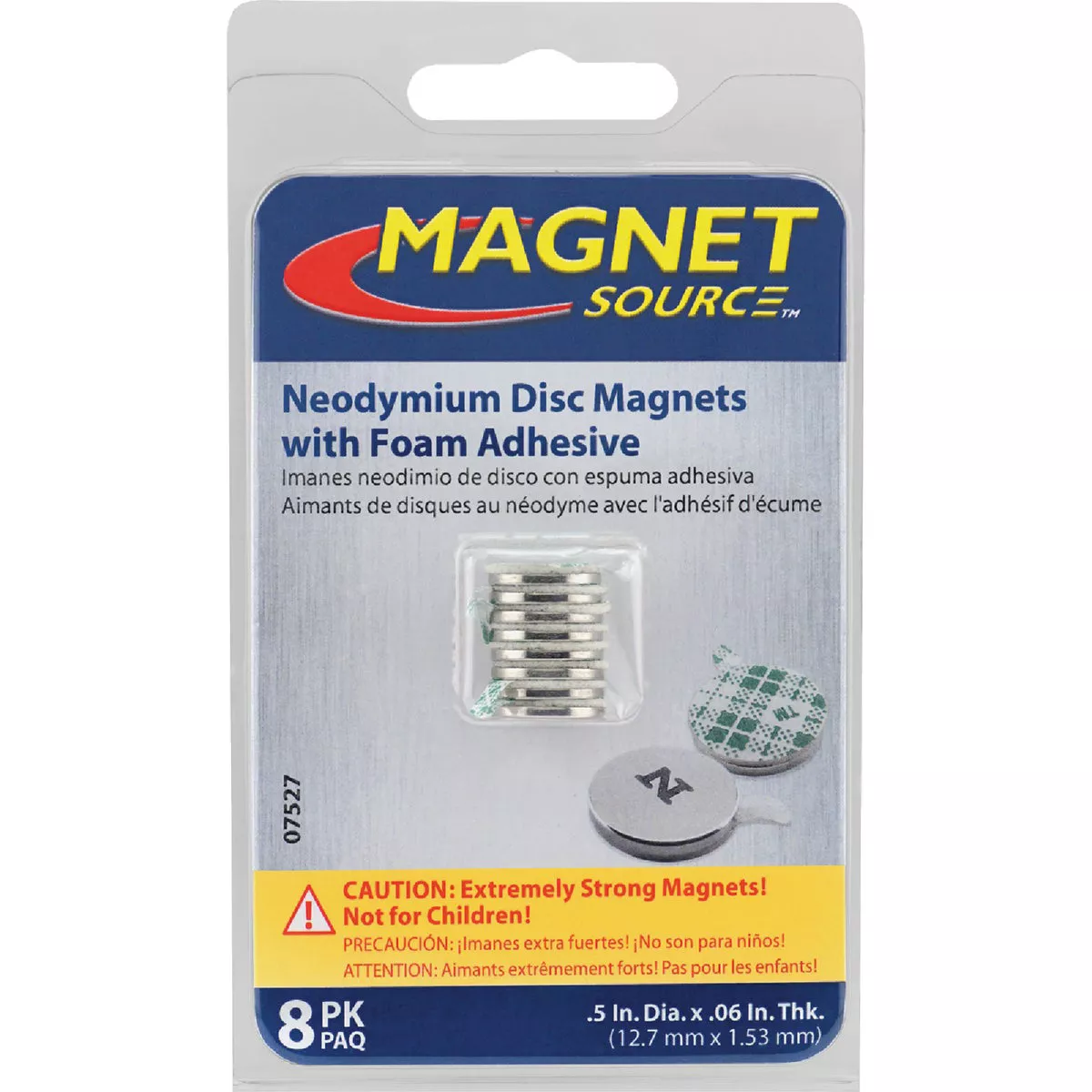 MagnetSource 2.45 Lb. Capacity Neodymium Disc Magnet with Adhesive (8-Pack) - photo 2