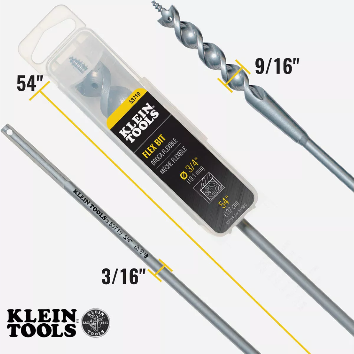 Klein 3/4 In. x 54 In. Flex Bit Auger with Screw Point - photo 5