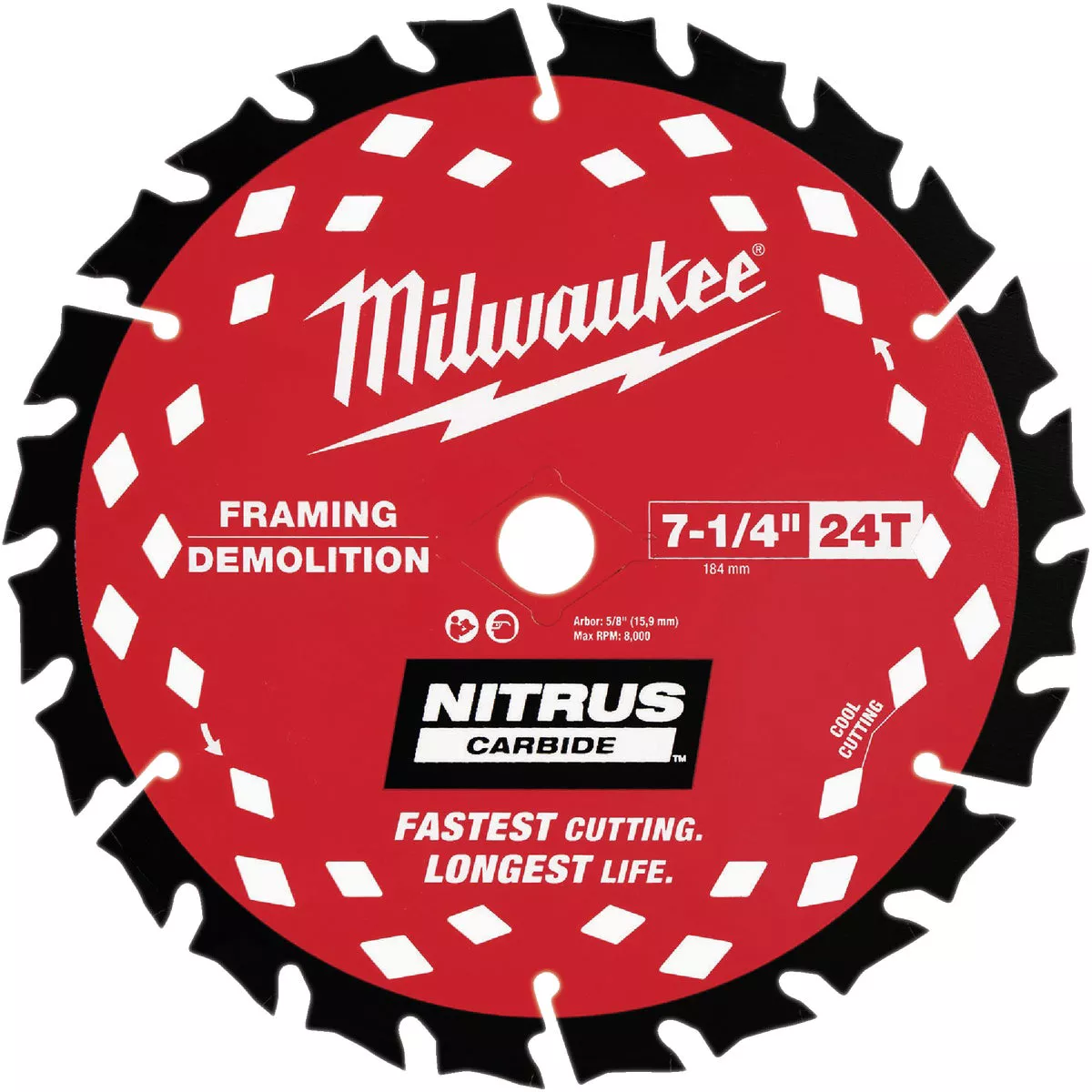 Milwaukee NITRUS 7-1/4 In. 24-Tooth Framing/Demolition Circular Saw Blade