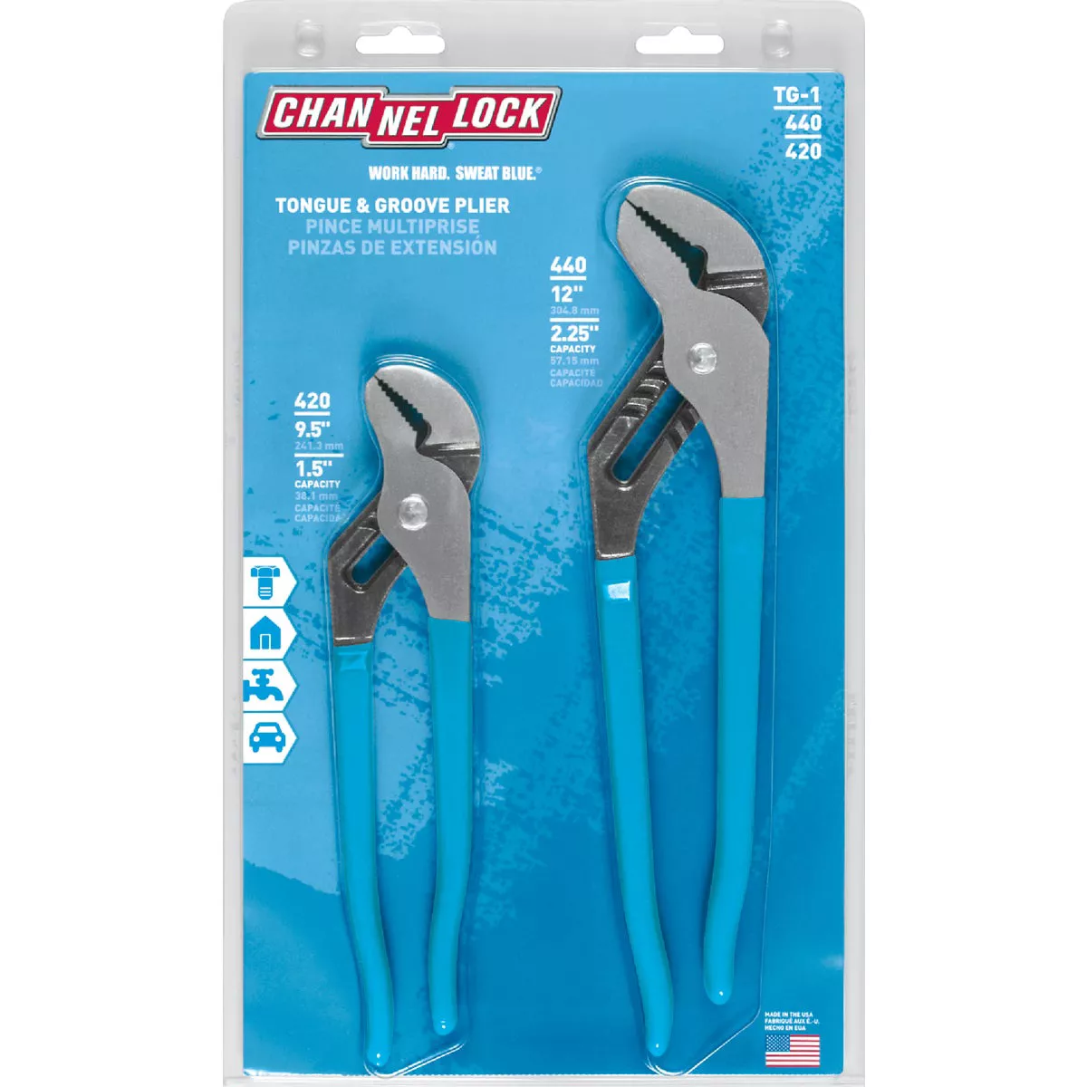 Channellock 9-1/2 In. and 12 In. Groove Joint Plier Set (2-Piece) - photo 2