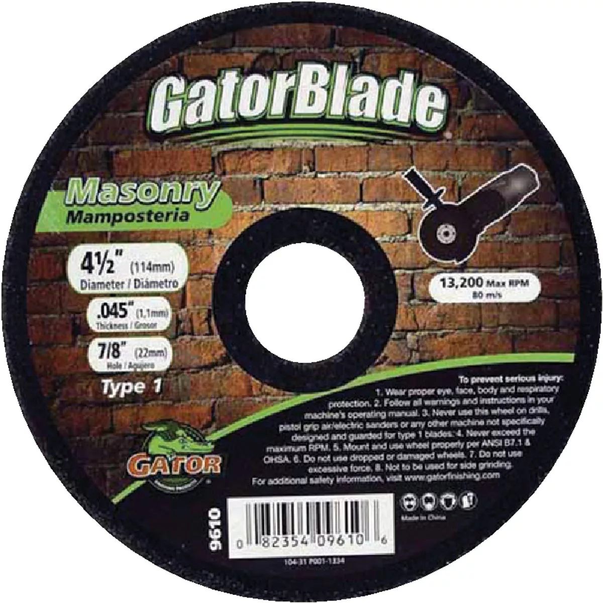 Gator Blade Thin Cut Type 1 4-1/2 In. x 0.045 In. x 7/8 In. Masonry Cut-Off Wheel