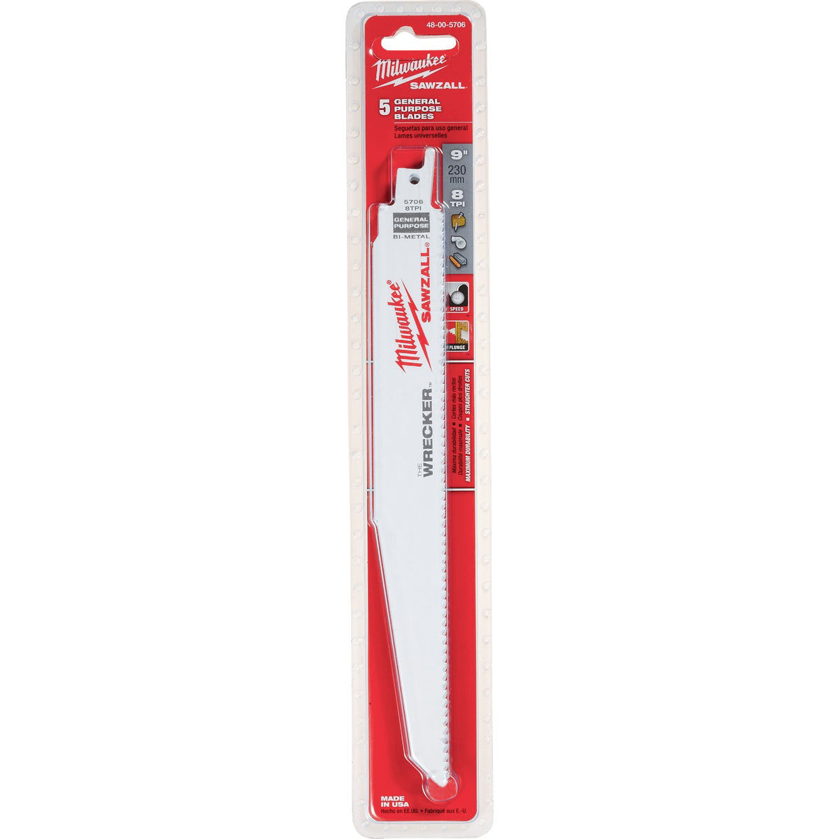 Milwaukee SAWZALL The WRECKER 9 In. 7/11 TPI MultiMaterial Demolition Reciprocating Saw Blade