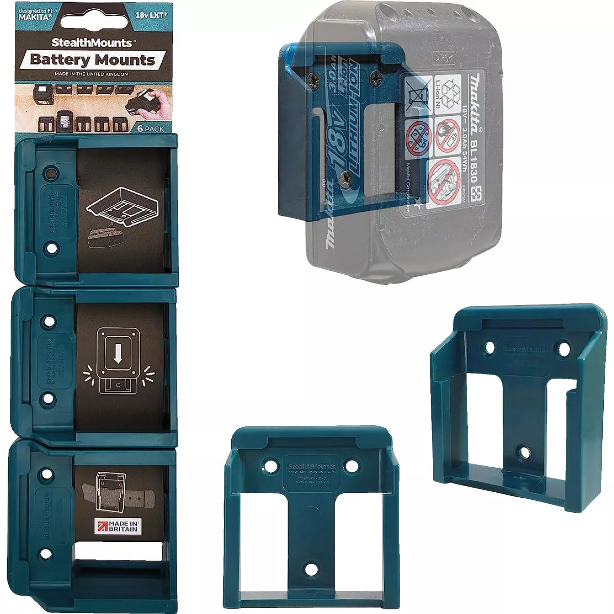 StealthMounts Battery Mounts for Makita 18V LXT (6-Pack)