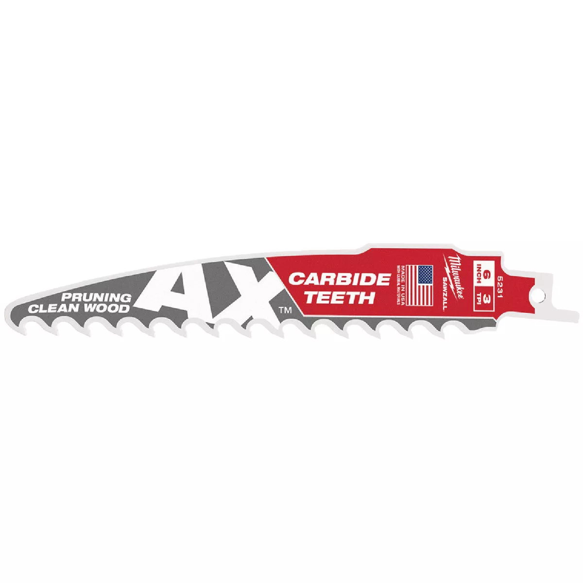 Milwaukee SAWZALL AX 6 In. 3 TPI Carbide Pruning Reciprocating Saw Blade