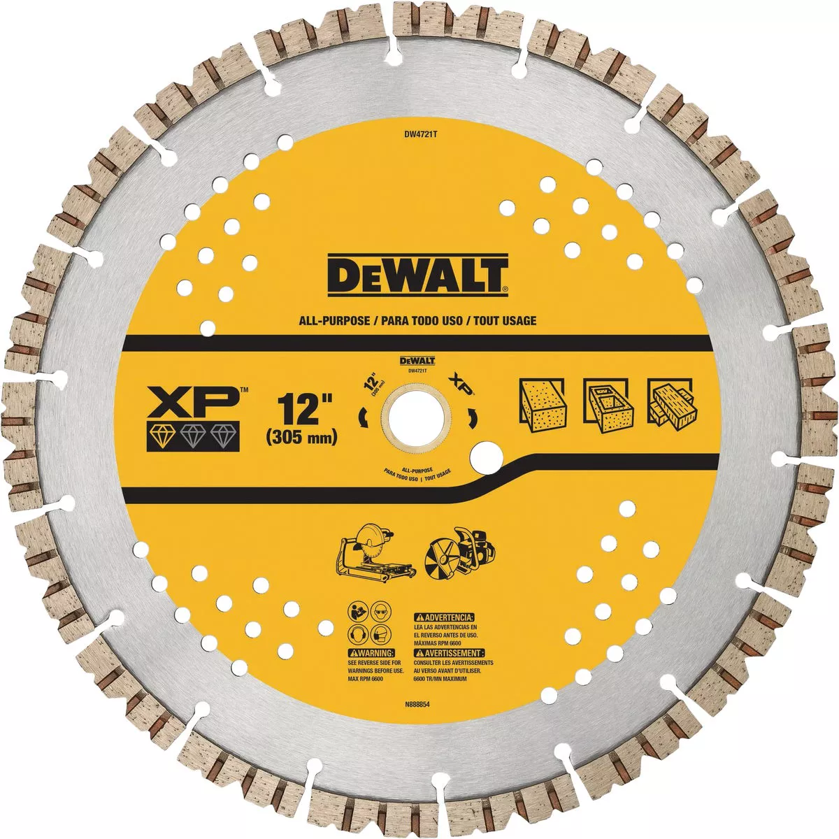 DEWALT Extended Performance 12 In. Segmented Rim Dry/Wet Cut Diamond Blade