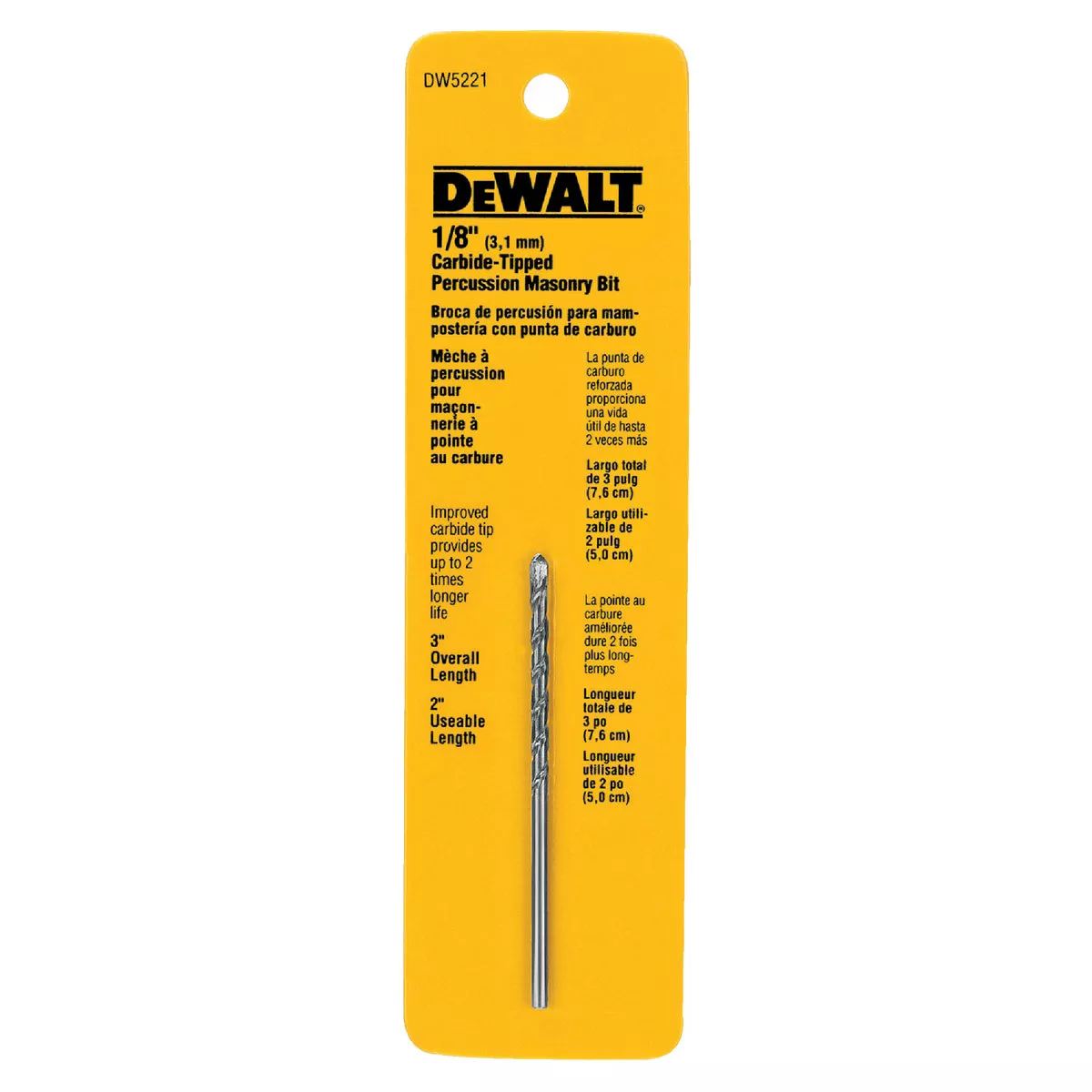 DEWALT 1/8 In. x 3 In. Masonry Drill Bit - photo 2