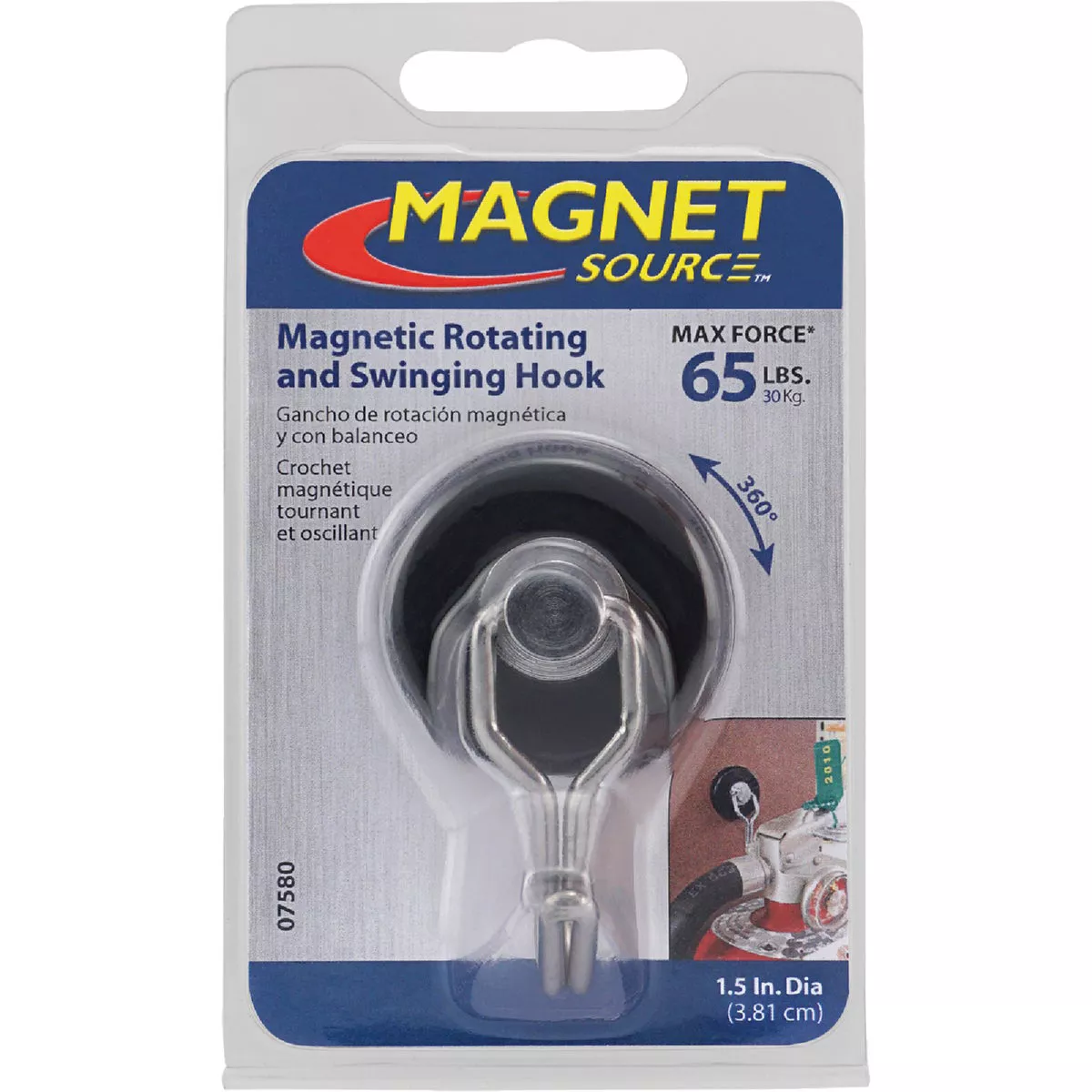 MagnetSource Neodymium Rotating and Swinging 65 Lb. Capacity Magnet Hook - photo 7