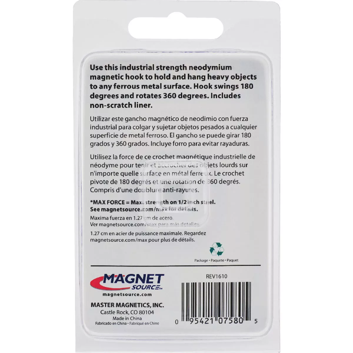 MagnetSource Neodymium Rotating and Swinging 65 Lb. Capacity Magnet Hook - photo 9