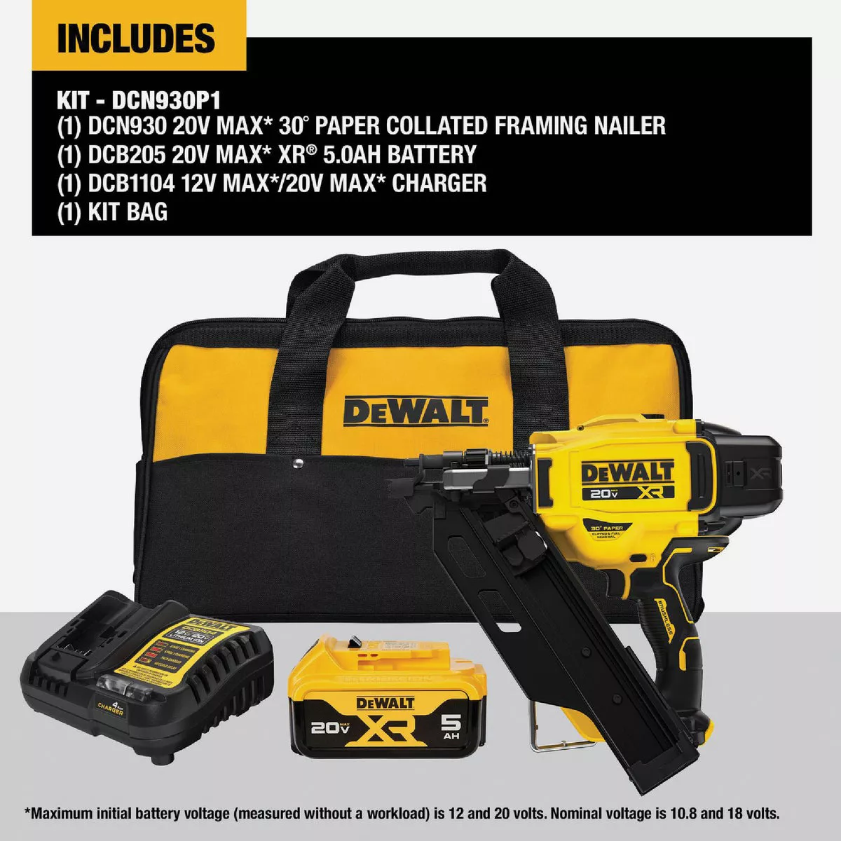 DEWALT 20V MAX XR Brushless 30 Degree Cordless Framing Nailer Kit with 5.0 Ah Battery & Charger - photo 2